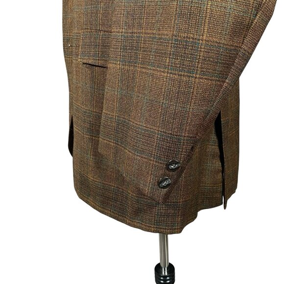 Vintage 60s 70s Kingsridge Sport Coat 44L 46L Brown Plaid Academia Ivy League - Picture 4 of 15